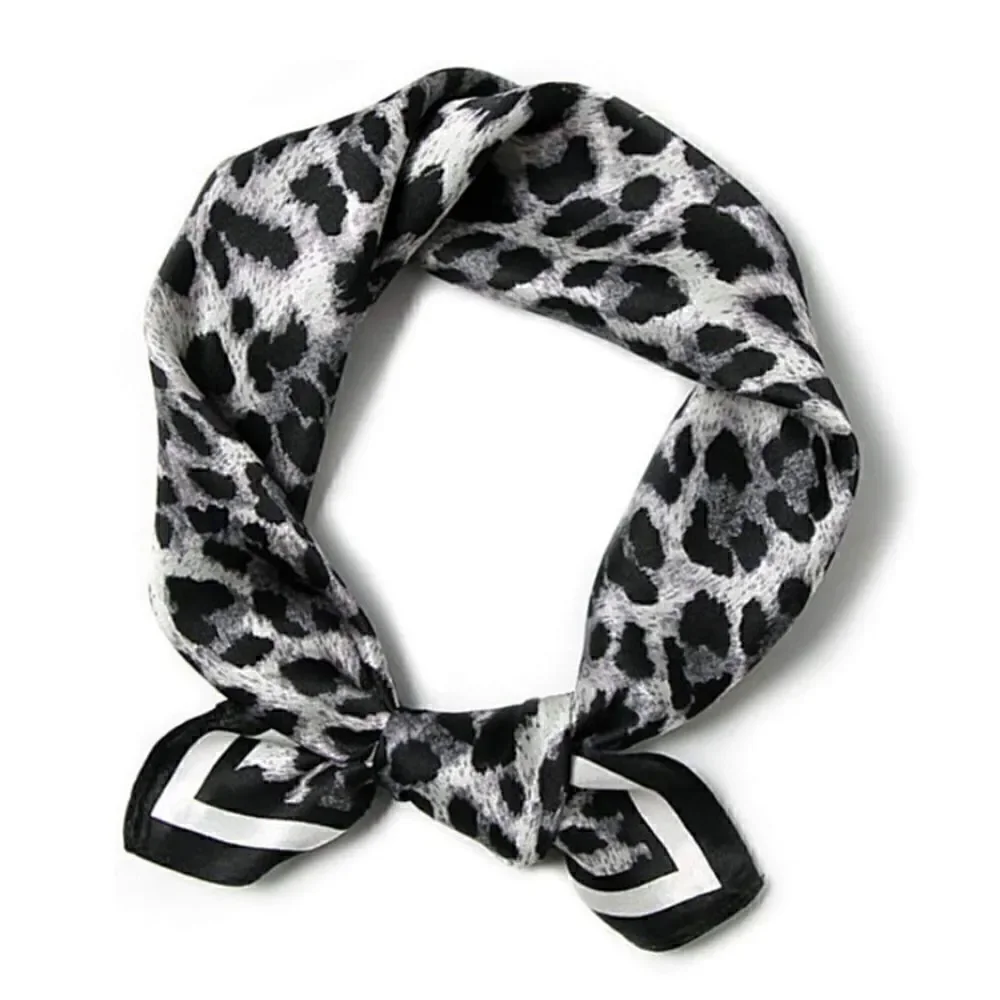 Black Leopard Mulberry Silk Neck Scarf